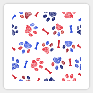 Blue and red doodle paw prints Sticker